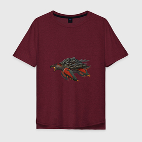 Мужская футболка хлопок Oversize с принтом Вулканическая черепаха в Санкт-Петербурге, 100% хлопок | свободный крой, круглый ворот, “спинка” длиннее передней части | арт | вулкан | динозавр | доисторические | дым | лава | рисунок | фантастика | фантастическое животное | черепаха
