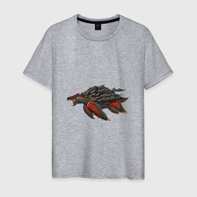 Мужская футболка хлопок с принтом Вулканическая черепаха в Новосибирске, 100% хлопок | прямой крой, круглый вырез горловины, длина до линии бедер, слегка спущенное плечо. | арт | вулкан | динозавр | доисторические | дым | лава | рисунок | фантастика | фантастическое животное | черепаха