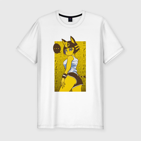 Мужская футболка хлопок Slim с принтом ankha waifu в Санкт-Петербурге, 92% хлопок, 8% лайкра | приталенный силуэт, круглый вырез ворота, длина до линии бедра, короткий рукав | animal crossing | ankha | ankha waifu | furry | game | waifu | анка | фурри