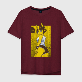 Мужская футболка хлопок Oversize с принтом ankha waifu в Санкт-Петербурге, 100% хлопок | свободный крой, круглый ворот, “спинка” длиннее передней части | animal crossing | ankha | ankha waifu | furry | game | waifu | анка | фурри
