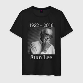 Мужская футболка хлопок с принтом Stan Lee в Кировске, 100% хлопок | прямой крой, круглый вырез горловины, длина до линии бедер, слегка спущенное плечо. | stan lee | актёр | писатель | продюсер | редактор | стэн ли | сценарист | телеведущий