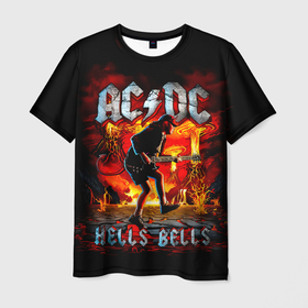 Мужская футболка 3D с принтом AC/DC HELLS BELLS в Тюмени, 100% полиэфир | прямой крой, круглый вырез горловины, длина до линии бедер | ac dc | acdc | acdc ас дс | angus | back in black | highway to hell | mckinnon | you | австралийская | ангус янг | ас дс | асдс | блюз | в форме | гитара | группа | крис слэйд | метал | молния | музыка | певец | рок | рок н ролл | стиви янг