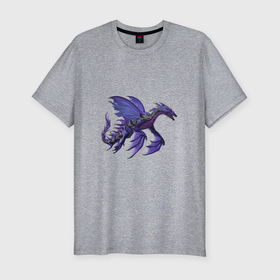 Мужская футболка хлопок Slim с принтом Сумеречный дракон в Санкт-Петербурге, 92% хлопок, 8% лайкра | приталенный силуэт, круглый вырез ворота, длина до линии бедра, короткий рукав | арт | дракон | ночь | рисунок | сон | сонный зверь | сумерки | фантастический зверь | фантастическое животное