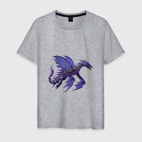 Мужская футболка хлопок с принтом Сумеречный дракон в Петрозаводске, 100% хлопок | прямой крой, круглый вырез горловины, длина до линии бедер, слегка спущенное плечо. | арт | дракон | ночь | рисунок | сон | сонный зверь | сумерки | фантастический зверь | фантастическое животное