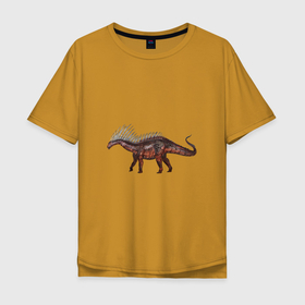Мужская футболка хлопок Oversize с принтом Шипастый титанозавр , 100% хлопок | свободный крой, круглый ворот, “спинка” длиннее передней части | амаргазавр | арт | динозавр | доисторические | рисунок | титанозавр | шип | шипы