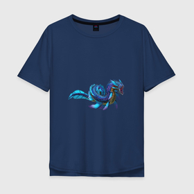 Мужская футболка хлопок Oversize с принтом Глубинный левиафан в Курске, 100% хлопок | свободный крой, круглый ворот, “спинка” длиннее передней части | арт | глубина | дракон | левиафан | море | океан | рисунок | фантастический зверь | фантастическое животное
