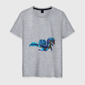 Мужская футболка хлопок с принтом Глубинный левиафан в Белгороде, 100% хлопок | прямой крой, круглый вырез горловины, длина до линии бедер, слегка спущенное плечо. | арт | глубина | дракон | левиафан | море | океан | рисунок | фантастический зверь | фантастическое животное