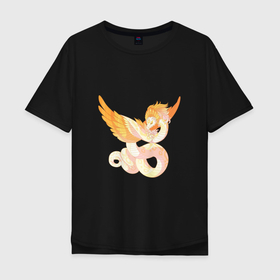 Мужская футболка хлопок Oversize с принтом Солнечный дракон , 100% хлопок | свободный крой, круглый ворот, “спинка” длиннее передней части | арт | дракон | рисунок | солнечный зверь | солнце | фантастический зверь | фантастическое животное