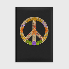 Ежедневник с принтом Peace and flowers в Тюмени,  |  | bloom | blossom | floret | flowers | hippies | peace | знак | любовь | мир | символ | хиппи | цветы