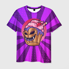 Мужская футболка 3D с принтом Зомби кекс , 100% полиэфир | прямой крой, круглый вырез горловины, длина до линии бедер | zombie | зомби | кекс | сладости | хэллоун