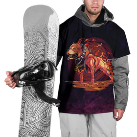 Накидка на куртку 3D с принтом Цербер в Екатеринбурге, 100% полиэстер |  | Тематика изображения на принте: ад | арт | бульдог | графика | животные | звери | огонь | собака