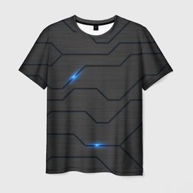 Мужская футболка 3D с принтом СОВРЕМЕННАЯ ТЕХНОЛОГИЯ | СТАЛЬ , 100% полиэфир | прямой крой, круглый вырез горловины, длина до линии бедер | железо | кибер | металл | неон | сталь | текстура | техно | технология