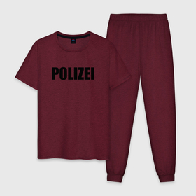 Мужская пижама хлопок с принтом POLIZEI Полиция Надпись Черная в Курске, 100% хлопок | брюки и футболка прямого кроя, без карманов, на брюках мягкая резинка на поясе и по низу штанин
 | germany | германия | милиция | надпись | немецкая | сила | структуры | чб | швейцария