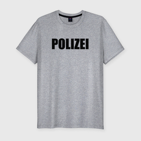 Мужская футболка хлопок Slim с принтом POLIZEI Полиция Надпись Черная в Белгороде, 92% хлопок, 8% лайкра | приталенный силуэт, круглый вырез ворота, длина до линии бедра, короткий рукав | germany | германия | милиция | надпись | немецкая | сила | структуры | чб | швейцария
