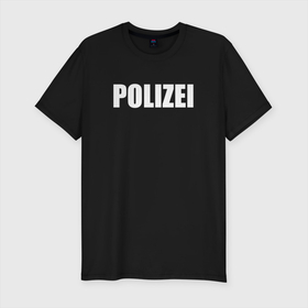 Мужская футболка хлопок Slim с принтом POLIZEI Полиция Надпись Белая в Рязани, 92% хлопок, 8% лайкра | приталенный силуэт, круглый вырез ворота, длина до линии бедра, короткий рукав | germany | германия | копы | милиция | надпись | немецкая | сила | структуры | чб | швейцария