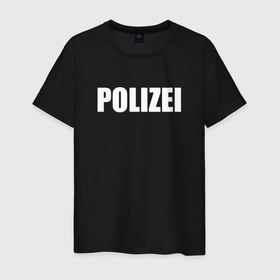 Мужская футболка хлопок с принтом POLIZEI Полиция Надпись Белая , 100% хлопок | прямой крой, круглый вырез горловины, длина до линии бедер, слегка спущенное плечо. | Тематика изображения на принте: germany | германия | копы | милиция | надпись | немецкая | сила | структуры | чб | швейцария