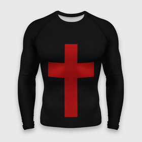 Мужской рашгард 3D с принтом Красный Крест в Екатеринбурге,  |  | геометрия | красный крест | крест | минимализм | религия