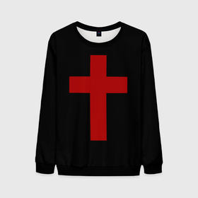 Мужской свитшот 3D с принтом Красный Крест в Тюмени, 100% полиэстер с мягким внутренним слоем | круглый вырез горловины, мягкая резинка на манжетах и поясе, свободная посадка по фигуре | геометрия | красный крест | крест | минимализм | религия
