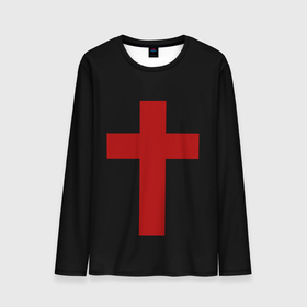 Мужской лонгслив 3D с принтом Красный Крест в Тюмени, 100% полиэстер | длинные рукава, круглый вырез горловины, полуприлегающий силуэт | геометрия | красный крест | крест | минимализм | религия