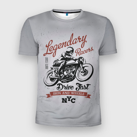 Мужская футболка 3D спортивная с принтом Легендарный гонщик в Тюмени, 100% полиэстер с улучшенными характеристиками | приталенный силуэт, круглая горловина, широкие плечи, сужается к линии бедра | moto | motorcycle | мопеды | мото | мотоцикл | мотоциклист | мотоциклисту | мотоциклисты | мотоцыклы | моцик