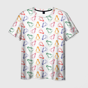 Мужская футболка 3D с принтом Linux Ядро Пингвин , 100% полиэфир | прямой крой, круглый вырез горловины, длина до линии бедер | linux | logo | os | в топе | в тренде | компьютер | линукс | логотип | операционная система | ос | пингвин | технологии | топ