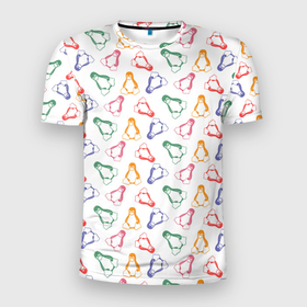 Мужская футболка 3D спортивная с принтом Linux Ядро Пингвин в Екатеринбурге, 100% полиэстер с улучшенными характеристиками | приталенный силуэт, круглая горловина, широкие плечи, сужается к линии бедра | linux | logo | os | в топе | в тренде | компьютер | линукс | логотип | операционная система | ос | пингвин | технологии | топ