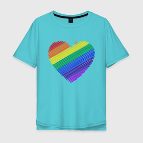 Мужская футболка хлопок Oversize с принтом Сердце в Санкт-Петербурге, 100% хлопок | свободный крой, круглый ворот, “спинка” длиннее передней части | иллюстрация | разноцветное | рисунок | сердце | штрихи