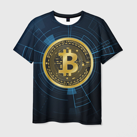 Мужская футболка 3D с принтом BITCOIN ВАЛЮТА в Кировске, 100% полиэфир | прямой крой, круглый вырез горловины, длина до линии бедер | Тематика изображения на принте: bitcoin | btc | coin | биткоин | биткойн | валюта | деньги | криптовалюта | монета | платёжная система | технология