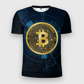 Мужская футболка 3D спортивная с принтом BITCOIN ВАЛЮТА в Екатеринбурге, 100% полиэстер с улучшенными характеристиками | приталенный силуэт, круглая горловина, широкие плечи, сужается к линии бедра | bitcoin | btc | coin | биткоин | биткойн | валюта | деньги | криптовалюта | монета | платёжная система | технология