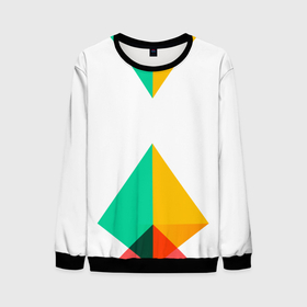 Мужской свитшот 3D с принтом Треугольники в Екатеринбурге, 100% полиэстер с мягким внутренним слоем | круглый вырез горловины, мягкая резинка на манжетах и поясе, свободная посадка по фигуре | геометрия | минимализм | пирамида | треугольники | цвета