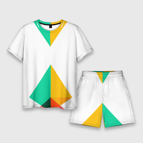 Мужской костюм с шортами 3D с принтом Треугольники в Кировске,  |  | геометрия | минимализм | пирамида | треугольники | цвета