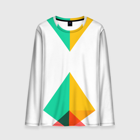 Мужской лонгслив 3D с принтом Треугольники в Екатеринбурге, 100% полиэстер | длинные рукава, круглый вырез горловины, полуприлегающий силуэт | геометрия | минимализм | пирамида | треугольники | цвета