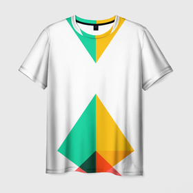 Мужская футболка 3D с принтом Треугольники в Кировске, 100% полиэфир | прямой крой, круглый вырез горловины, длина до линии бедер | геометрия | минимализм | пирамида | треугольники | цвета