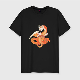 Мужская футболка хлопок Slim с принтом Дракон солнца в Санкт-Петербурге, 92% хлопок, 8% лайкра | приталенный силуэт, круглый вырез ворота, длина до линии бедра, короткий рукав | арт | дракон | рисунок | сова | солнце | фантастический зверь | фантастическое животное