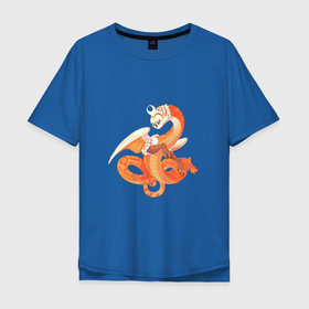 Мужская футболка хлопок Oversize с принтом Дракон солнца в Курске, 100% хлопок | свободный крой, круглый ворот, “спинка” длиннее передней части | арт | дракон | рисунок | сова | солнце | фантастический зверь | фантастическое животное