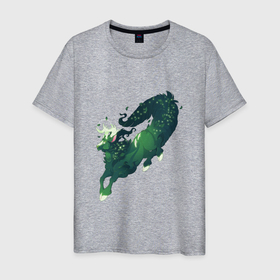 Мужская футболка хлопок с принтом Зверь леса в Белгороде, 100% хлопок | прямой крой, круглый вырез горловины, длина до линии бедер, слегка спущенное плечо. | арт | лес | лось | олень | рисунок | светлячки | светлячок | фантастический зверь | фантастическое животное