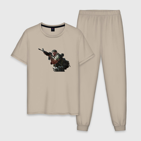 Мужская пижама хлопок с принтом Counter Strike в Кировске, 100% хлопок | брюки и футболка прямого кроя, без карманов, на брюках мягкая резинка на поясе и по низу штанин
 | counter strike | игра | играть | стрелять
