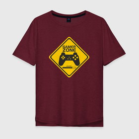 Мужская футболка хлопок Oversize с принтом Gamer zone  в Тюмени, 100% хлопок | свободный крой, круглый ворот, “спинка” длиннее передней части | gamer zone | joystick | loading | джойстик | игра