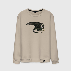 Мужской свитшот хлопок с принтом Черный дракон  в Тюмени, 100% хлопок |  | dragon | дракон | дракониха | крылья | черный