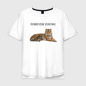 Мужская футболка хлопок Oversize с принтом Forever young  в Новосибирске, 100% хлопок | свободный крой, круглый ворот, “спинка” длиннее передней части | forever young | вечно | молодой | молодость
