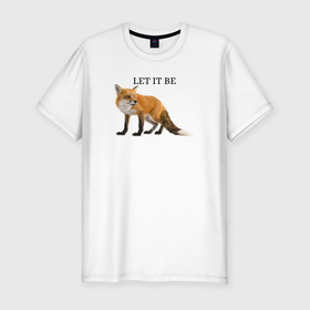Мужская футболка хлопок Slim с принтом Лисичка  в Петрозаводске, 92% хлопок, 8% лайкра | приталенный силуэт, круглый вырез ворота, длина до линии бедра, короткий рукав | fox | let it be | зверь | лиса | лисичка