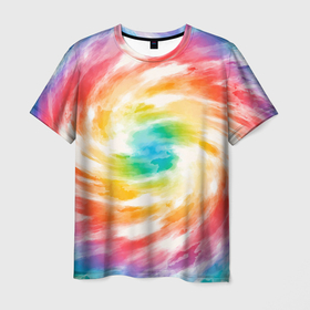 Мужская футболка 3D с принтом РАДУЖНЫЙ УРАГАН | HURRICANE (Z) , 100% полиэфир | прямой крой, круглый вырез горловины, длина до линии бедер | color | dirty | paints | texture | брызги | брызги красок | вихрь | краски | радужный ураган | текстура | ураган