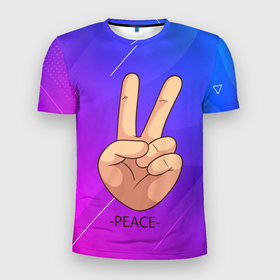 Мужская футболка 3D спортивная с принтом ВСЕМ МИР | PEACE (Z) в Белгороде, 100% полиэстер с улучшенными характеристиками | приталенный силуэт, круглая горловина, широкие плечи, сужается к линии бедра | anarchy | hippies | peace | анархизм | анархия | два пальца | знак | знаки | любовь | мир | мир всем | хиппи