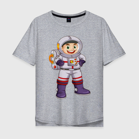 Мужская футболка хлопок Oversize с принтом Веселый космонавт в Курске, 100% хлопок | свободный крой, круглый ворот, “спинка” длиннее передней части | астронавт | веселый космонавт | космический корабль | космонавт | космос | скафандр