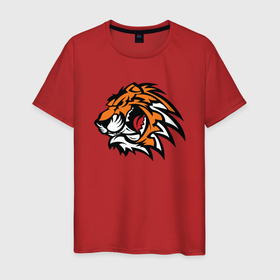 Мужская футболка хлопок с принтом Злой Тигр , 100% хлопок | прямой крой, круглый вырез горловины, длина до линии бедер, слегка спущенное плечо. | 2022 | animal | cat | lion | tiger | год тигра | животные | зубы | кот | кошка | лев | охотник | полосатый | природа | тигр | тигренок | тигрица | хищник