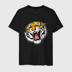Мужская футболка хлопок с принтом Tiger , 100% хлопок | прямой крой, круглый вырез горловины, длина до линии бедер, слегка спущенное плечо. | 2022 | animal | cat | lion | tiger | год тигра | животные | зубы | кот | кошка | лев | охотник | полосатый | природа | тигр | тигренок | тигрица | хищник