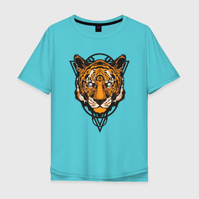 Мужская футболка хлопок Oversize с принтом Tiger Style в Курске, 100% хлопок | свободный крой, круглый ворот, “спинка” длиннее передней части | 2022 | animal | cat | lion | tiger | год тигра | животные | зубы | кот | кошка | лев | охотник | полосатый | природа | тигр | тигренок | тигрица | хищник