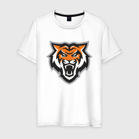 Мужская футболка хлопок с принтом Tigers Team в Новосибирске, 100% хлопок | прямой крой, круглый вырез горловины, длина до линии бедер, слегка спущенное плечо. | 2022 | animal | cat | lion | tiger | год тигра | животные | зубы | кот | кошка | лев | охотник | полосатый | природа | тигр | тигренок | тигрица | хищник