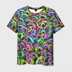 Мужская футболка 3D с принтом Психоделические щупальца , 100% полиэфир | прямой крой, круглый вырез горловины, длина до линии бедер | кракен | ктулху | монстр | море | морской | осьминог | осьминожки | паттерн | психоделика