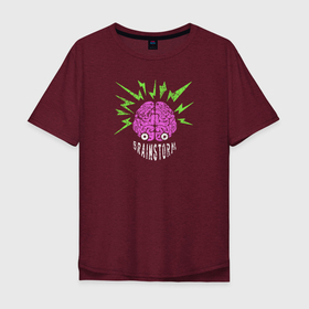 Мужская футболка хлопок Oversize с принтом Brainstorm , 100% хлопок | свободный крой, круглый ворот, “спинка” длиннее передней части | глаза | голова | мозг | молния | монстр | наука | ум | человек